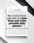 Clean Black & White Daily Planner