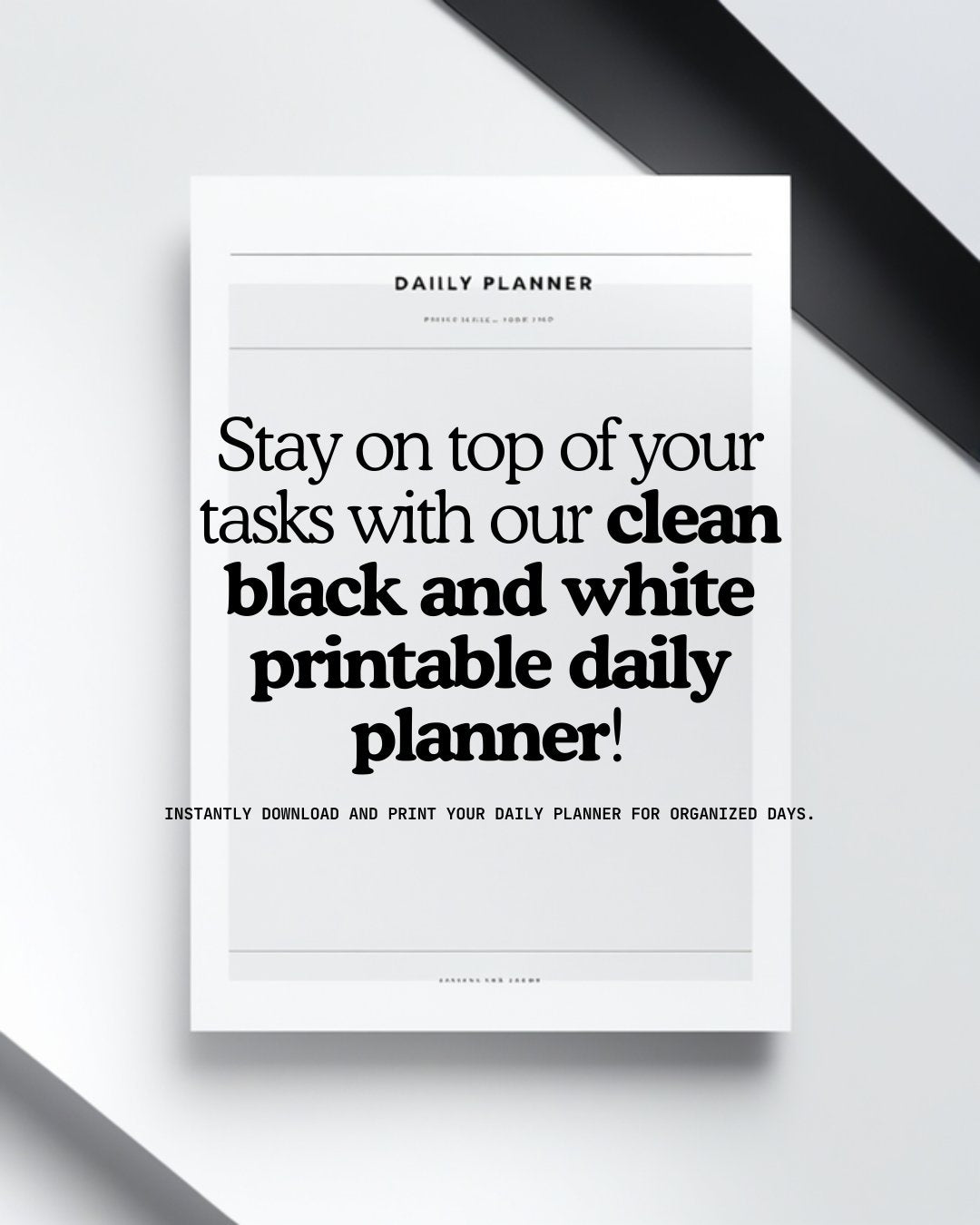 Clean Black & White Daily Planner