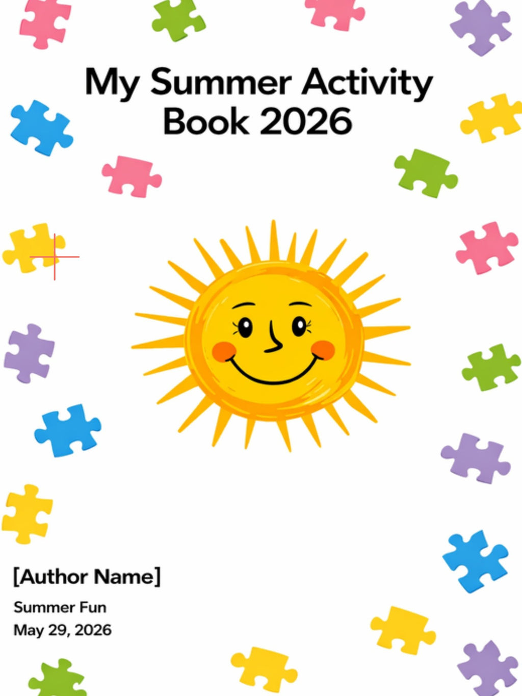 Summer Kids Activity Book 2026 Puzzle Cover Printable PDF