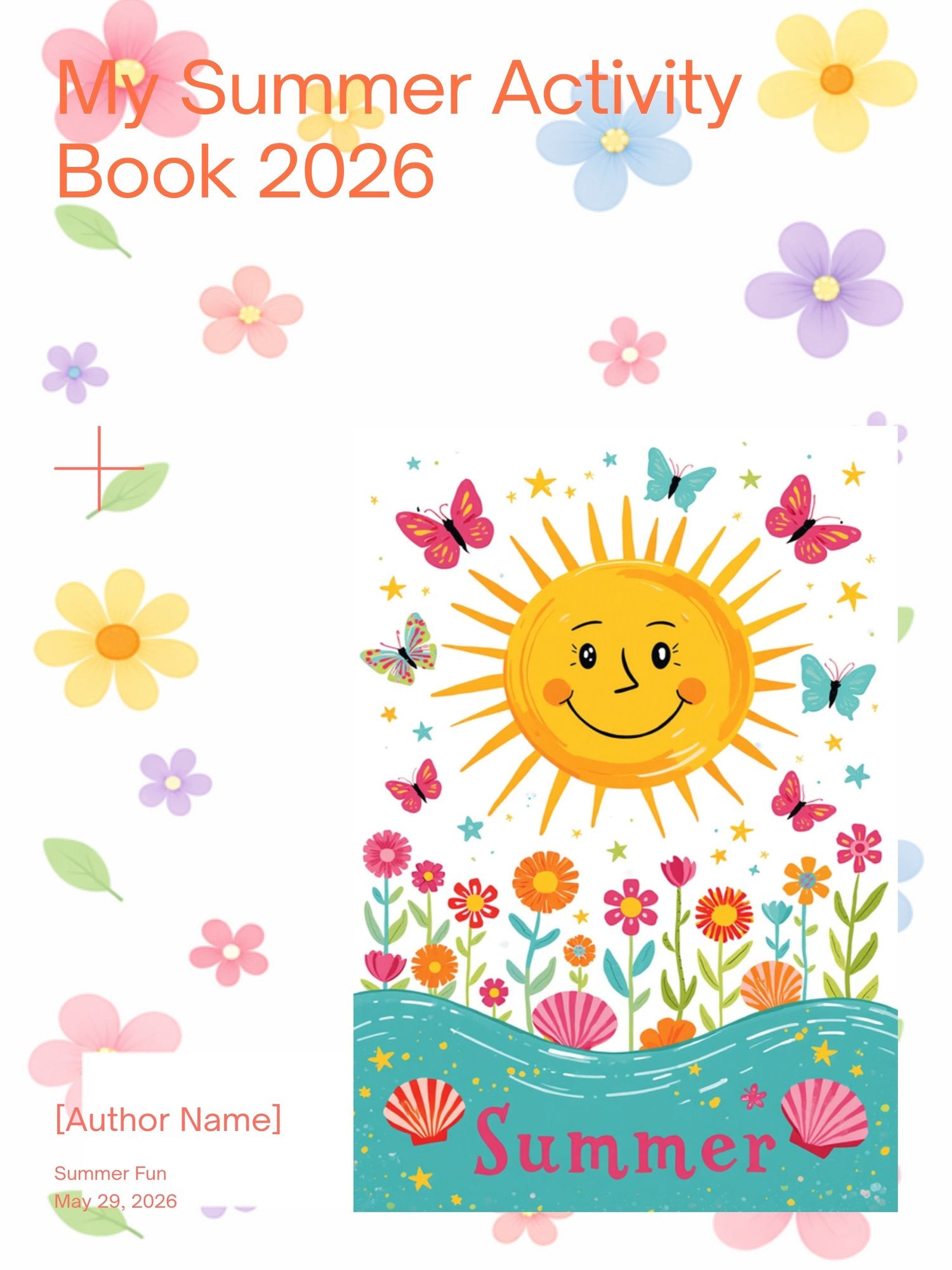 Summer Kids Activity Book 2026 Floral Cover Printable PDF